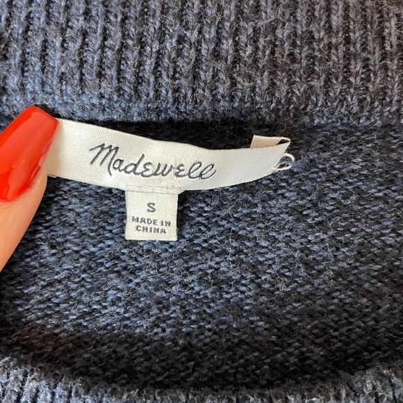 Madewell Tie-Cuff Pullover Sweater Small Blue/Gray - Picture 7 of 12